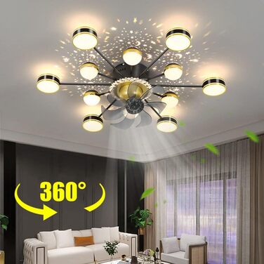 Вт світлодіодний стельовий світильник з регулюванням яскравості, стельовий вентилятор зі світлодіодним підсвічуванням, регульовано