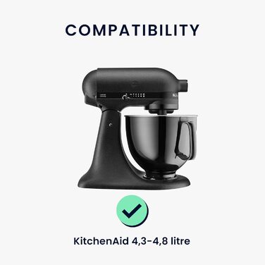 Чохол kwmobile TPU прозорий сумісний з KitchenAid 4.3-4.8 літрів - з 3 відділеннями - Кришка пилозахисної кришки для кухонного комбайна прозорого чорного кольору