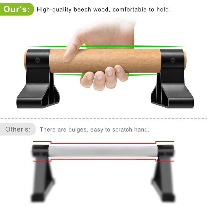 Обладнання для калістеніки Ручки для віджимань - Нековзні паралети Ручки для стійки на руках Міцні перекладини для віджимань, Дошка для віджимань для тренувань на підлозі, Стійка на руках, Силові тренування Коричневий 25,4 см завдовжки