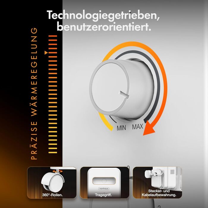 Масляний радіатор VonHaus, електричний обігрівач для домашнього офісу, електричний обігрівач для швидкого обігріву будь-якої кімнати, з термостатом, масляний обігрівач 2,5 кВт для максимального тепла (білий, 9 ребер) білий 9 ребер