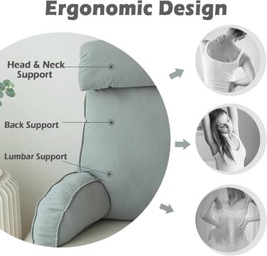 Велика подушка для читання для дивана, крісла, ліжка, підлокітника, м&39якої подушки, подушки для підтримки попереку, спинки, подушки для відпочинку, подушки для талії, подушки для підтримки спини та читання, 75 x 40 x 55 см, сірий 2 75*40*55 см сірий