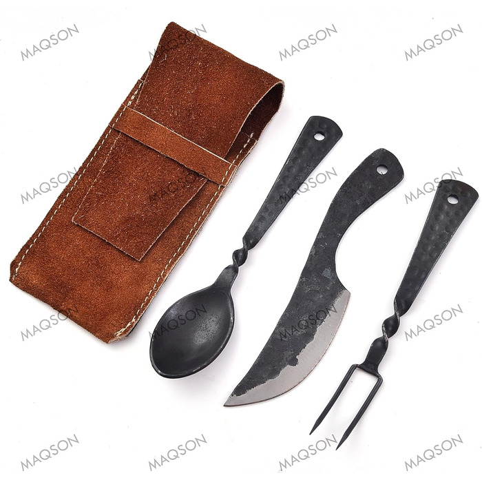 Середньовічний набір столових приборів, 3 предмети з сумкою, набір столових приборів LARP 622EA