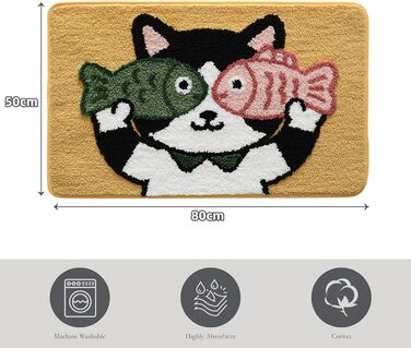 Килимок для ванної кімнати з тваринами, м&39який абсорбуючий килимок для ванної кімнати, килимок для ванної з мікрофібри, протиковзкий килимок для ванної, килимок для душу, килимок для ванної, що прається, 50x80 см (кіт)
