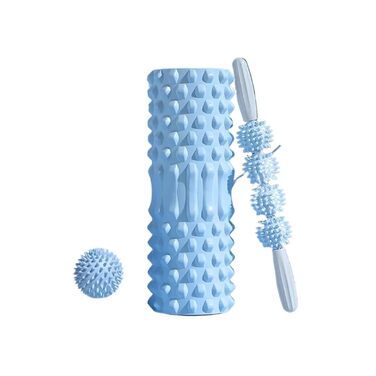 Ролик для фасції, поролоновий ролик, набір роликів, поролоновий ролик, масажний ролик, палиця, колючий масажний м&39яч для вправ, йоги, масажу, фітнесу. Набір синього кольору.