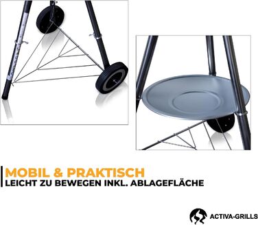 Чайник-мангал ACTIVA Montenegro Преміум-мангал з регульованою подачею повітря, високоякісною решіткою та кришкою Вугільний мангал