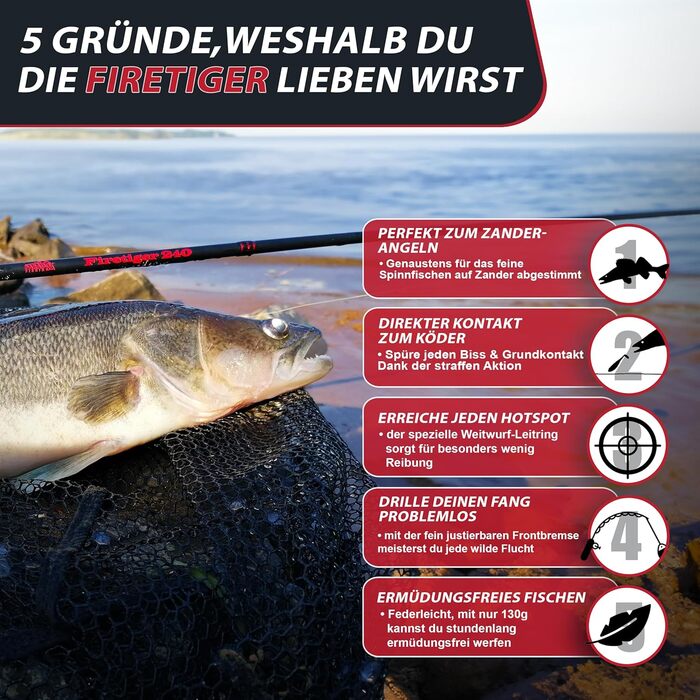 Вудилище для спінінгу Paradox Fishing Firetiger I 2.1 м/2.4 м/2.7 м I 5-20 г/ 15-35 г/ 20-60 г I Вудилище для лову окуня I Вудилище для судака I Вудилище для щуки - Вудилища для спінінгу 2.4 м 15-35 г котушка 3000 Вудилище та котушка
