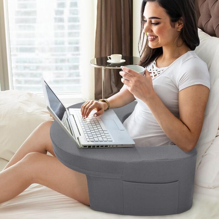Подушка для читання Ejoyous для ліжка та дивана, подушка для колін для ігор, подушка для ноутбука, геймерська подушка з підлокітниками та бічною кишенею, для дорослих, які грають, читають, дивляться телевізор, грають на дивані