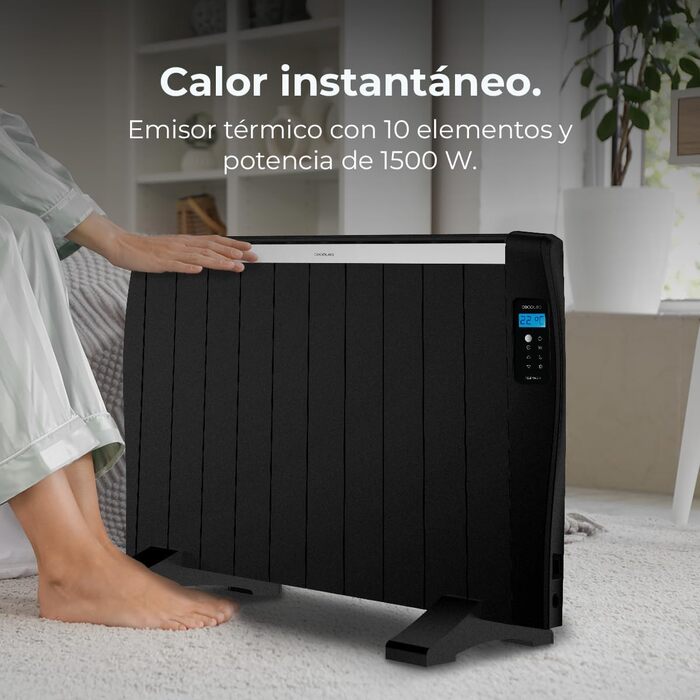 Електричний обігрівач Cecotec ReadyWarm 2100 Thermal Black, 10 секцій, 1500 Вт, з пультом ДК, LCD-дисплеєм, таймером та регулюванням температури, площа обігріву до 20 м