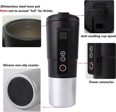 Вольтовий чайник для автомобільних подорожей Кружка з електричним підігрівом з контролем температури для збереження тепла з РК-дис