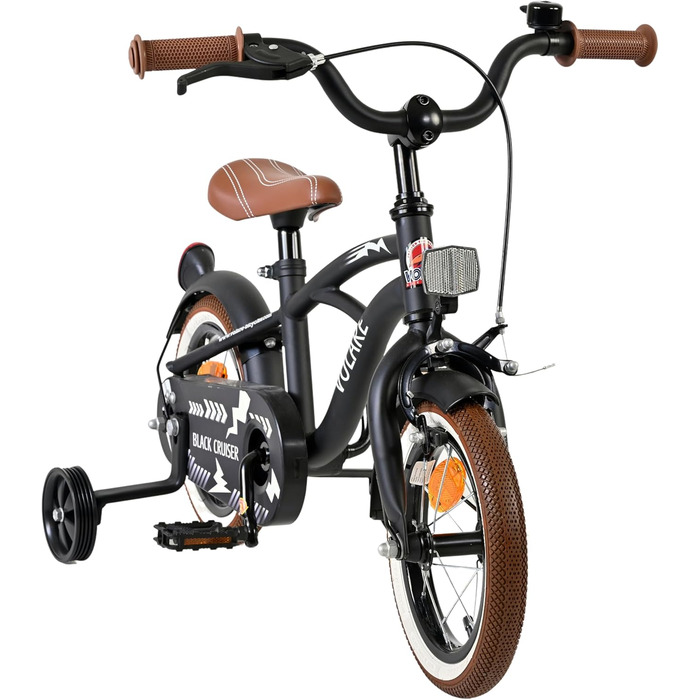 Дитячий велосипед Volare Black Cruiser 12 35 років Ручне та ножне гальмо, знімні бічні колеса, захист ланцюга та світловідбивачі Регульоване сідло Подарунок для дівчаток та хлопчиків