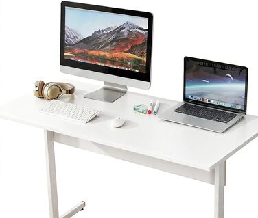 Письмовий стіл 80 x 50 см, офісний стіл з цільною дерев&39яною стільницею, комп&39ютерні столи для офісних робочих місць, стіл для спальні та вітальні, білий 0,8 x 0,5 м