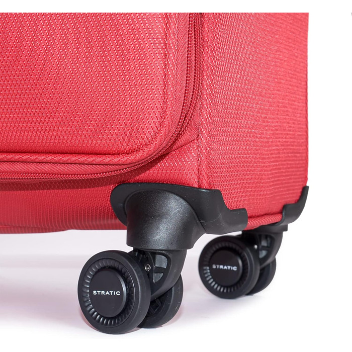 Валіза Stratic Light Soft Shell, на візках, ручна поклажа, замок TSA, 4 колеса, розширювана, червона