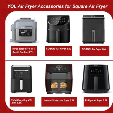 Силіконова форма YQL для фритюрниці, повторне використання XXL Bar Силіконова фритюрниця Аксесуари Аерофритюрниця Силіконова каструля сумісна з фритюрницею Philips 6.2L-8.3L/Russell Hobbs 8L/COSORI 5.5L-6.4L