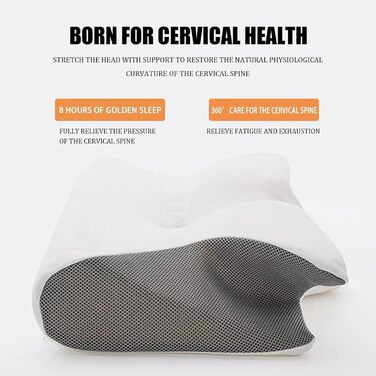 Ергономічна ортопедична подушка для шиї з піни з пам&39яттю форми, зручна подушка для голови, подушка для шиї, подушка для сну з контурною бічною підтримкою, полегшує біль у шиї