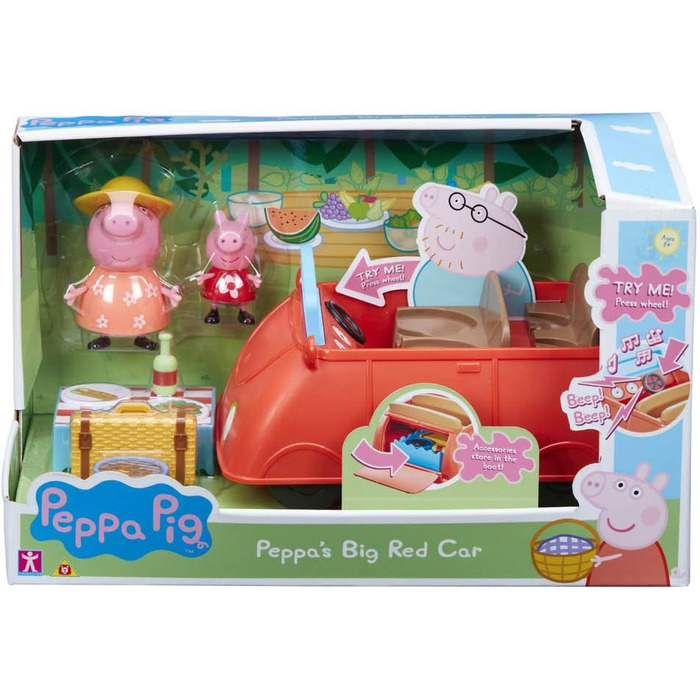 Ігровий набір Peppa Pig, Великий червоний автомобіль з фігурками та пікніком