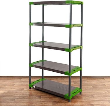 Пластиковий стелаж PROREGAL &quotСірий ведмідь&quot Високий ВxШxГ 180x100x46 см Вантажопідйомність полиці 120 кг Сіро-зелений Пластиковий стелаж для підвалу, стелаж для зберігання, безригельний стелаж ВxШxГ 180x100x46 см сіро-зелений