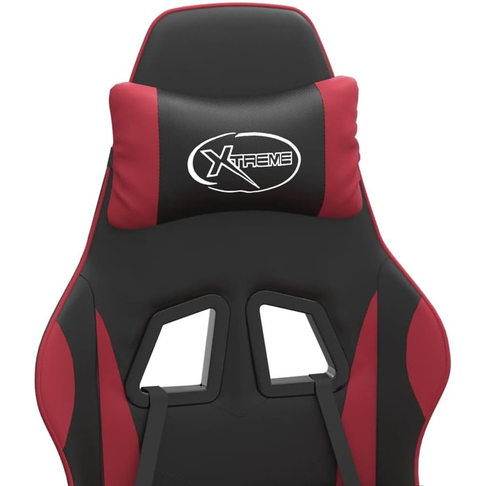 Геймерське крісло з підставкою для ніг, обертове, чорно-бордове, штучна шкіра, регульована спинка та висота, обертання на 360 градусів, зручні подушки для голови та попереку, міцний металевий каркас, 36,5 x 42 см (Ш x Г), чорно-бордове