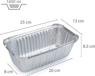 Алюмінієвих лотків, 1400 мл, одноразові лотки з кришками для транспортування, заморожування та приготування їжі, 100