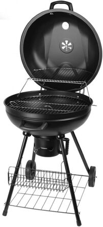 Вугільний гриль чайник-гриль з нержавіючої сталі ВхШхГ 92x57x54 см поверхня гриля Ø 54 см з кошиком для зберігання і термометром в