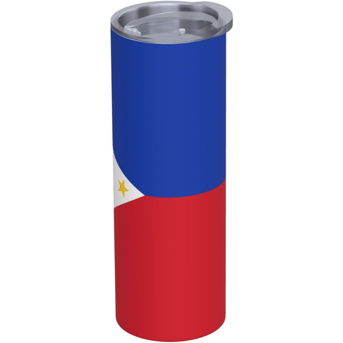 Кухоль з прямою трубочкою, дизайн прапор Філіппін, друкований, дорожній кухоль, підходить для кемпінгу, офісу та дому, 590 мл