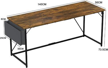 Стіл Devoko, комп'ютерний стіл, офісний стіл з сумкою для зберігання, стійкий стіл для ПК, кабінет для домашнього офісу, спальня,