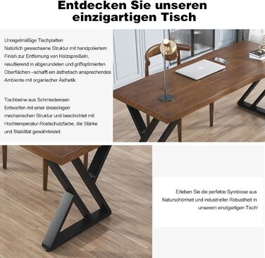 Письмовий стіл з масиву дерева 140 x 70 см, стіл для домашнього офісу з товстою стільницею, робоча станція для ПК та офісні меблі, сучасний стіл з сосни, ідеально підходить для навчання, письма, їжі FS-01