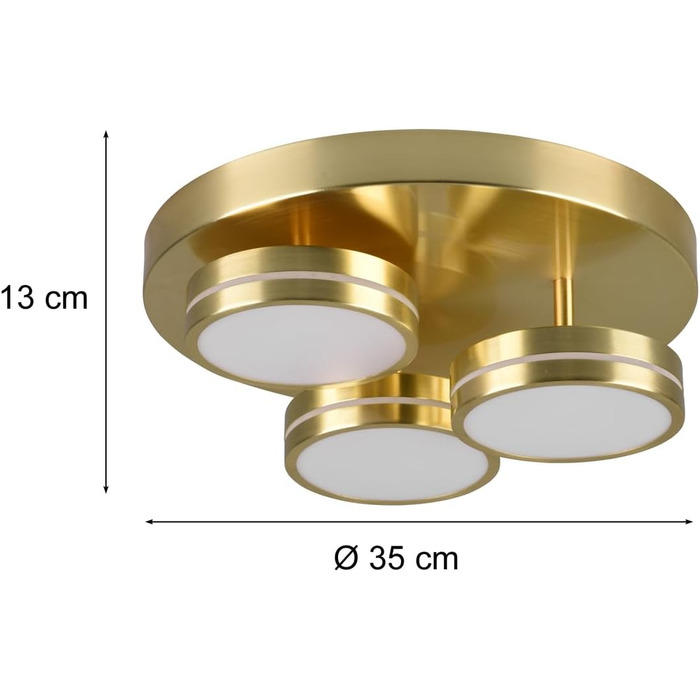 Світлодіодний торшер Trio Lights Franklin 426510208, металевий в т.ч. світлодіод 35 Вт, зміна кольору, диммер (латунний матовий, стельовий світильник)