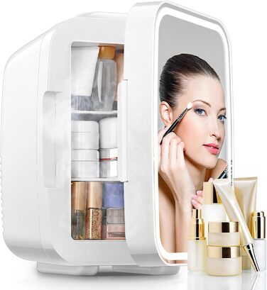 Міні-холодильник FOHERE 5 л зі світлодіодним дзеркалом, 220 В змінного струму / 12 В постійного струму, холодильник для напоїв, не