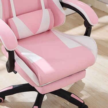 Геймерське крісло з підставкою для ніг та підголівником Ергономічне офісне крісло з поворотом на 360 Регулювання висоти Регулювання нахилу 90-155 Вантажопідйомність 136 кг Виготовлено з ПВХ шкіри Чорно-сірий (рожево-білий)