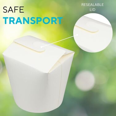 Коробки для локшини Enpack білого кольору, 750 мл/26 унцій, виготовлені з міцного крафт-паперу, 500 штук - Штабелювані, багаторазово закриваються, екологічні азійські коробки для транспортування азійської локшини та інших страв на винос. Білий колір, 26 у