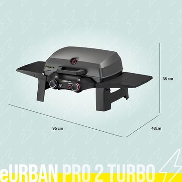Електрогриль Enders eURBAN PRO 2 Turbo настільний гриль з емальованим чавунним решіткою, знімною бічною полицею та системою швидкого нагріву, портативний компактний гриль для балкона, 9719 eURBAN Pro 2 (2026) Single