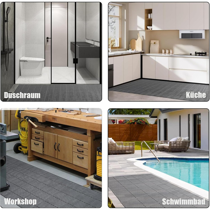 Протиковзкий дренажний килимок Nisorpa 300x90 см, протиковзкі килимки, дренажні мати, гумові килимки товщиною 4 мм, килимки для підлоги для комерційного використання на кухнях, у ресторанах, ванних кімнатах, басейнах, коридорах, вологих приміщеннях та сау