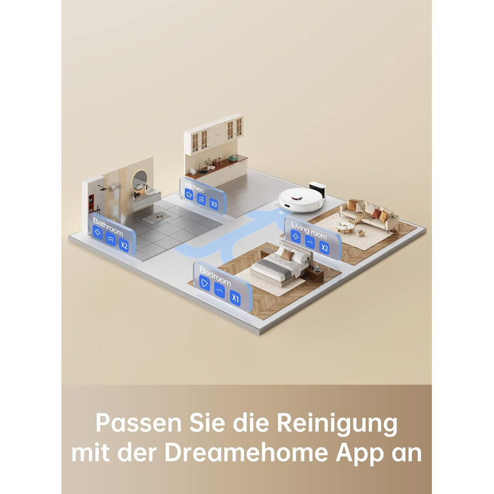 Робот-пилосос з функцією миття підлоги, робот-пилосос 4000 Па, навігація LDS, час роботи 150 хв, карти для декількох поверхів, іде
