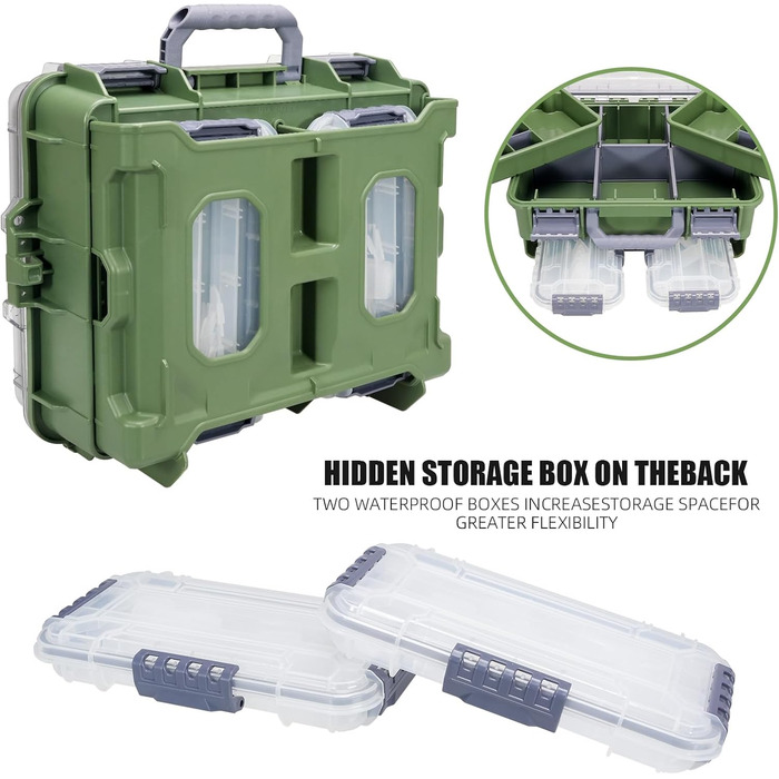 Рівневий водонепроникний ящик для рибальських снастей Seaknight, надійний замок, міцний ABS-пластик та регульовані відділення, органайзер для зберігання спорядження для лову коропа, окуня, прісноводної та морської ловлі, зелений, 3-