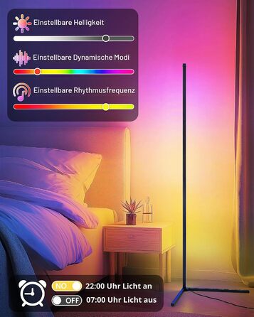 Торшер RGB 150 см кутова підсвітка з дистанційним керуванням та підтримкою Alexa, регульована яскравість, кольорова атмосферна лампа для вітальні, спальні та ігрової кімнати