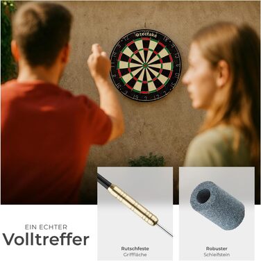 Мішень для дартсу tectake, професійний набір сталевих мішен для дартсу з 9 дротиками, 21 стрілкою та аксесуарами для сталевих дартсу, сталевий дартс, гра в дартс, дартс, мішень для дартсу