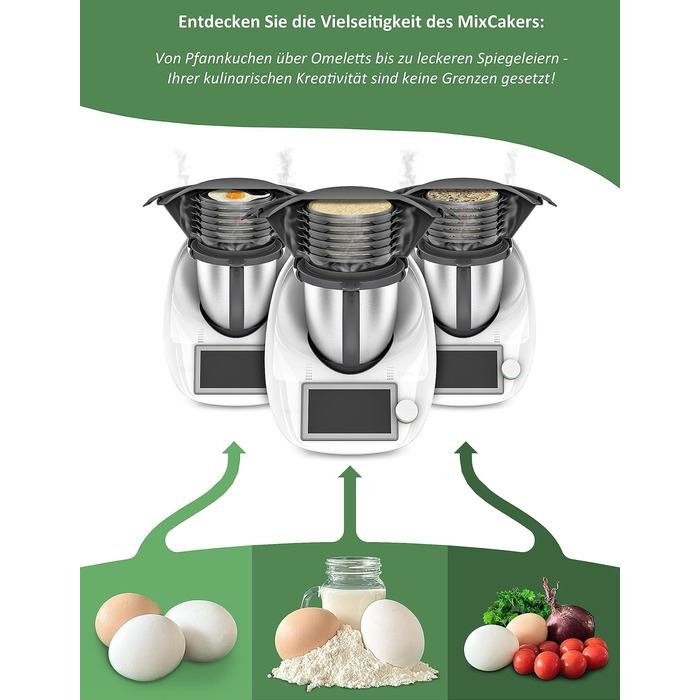 Млинниця MixCaker сумісна з Thermomix TM6, TM5, TM31, Monsieur Cuisine Connect, Trend, Smart, Аксесуари, 6 модулів, Млинці, Млинці, Млинці, Яєчня, Система укладання