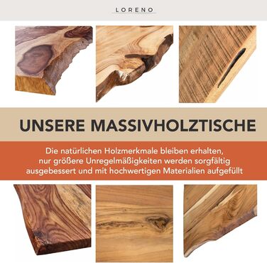 Обідній стіл Loreno ручної роботи з мангового дерева, 120x80 см - 300x100 см, стіл з масиву дерева з рельєфним краєм, основа, стійкий та стійкий - Дерев&39яний обідній стіл, Кухонний стіл, Обідній стіл з масиву дерева