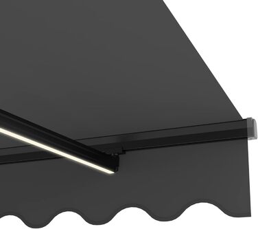 Напівкасетна тентована маркіза зі світлодіодним освітленням, електроприводом, дистанційним керуванням, міцна алюмінієва тентована маркіза з тканиною, сірий каркас, розміри 4 x 3 м, дизайн SPD016 4x3м SPD016, 1201EML