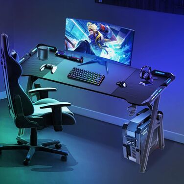 Ігровий стіл Storeo Imp, 140 x 60 см, МДФ / сталь / вуглецеве волокно, чорний