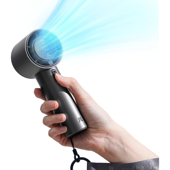 Портативний портативний вентилятор JISULIFE, регульована швидкість (1-100), міні-вентилятор Turbo, акумуляторна батарея 5000 мАг, металевий корпус, цифровий дисплей, для жінок, чоловіків, подорожей/кемпінгів/на природі сірий