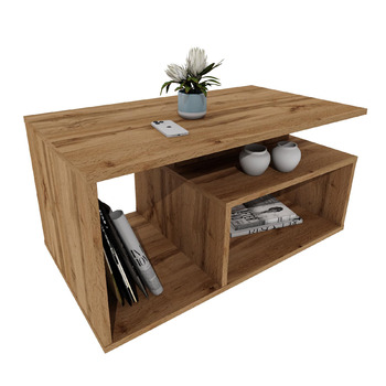 Журнальний столик з відділенням для зберігання речей 90x50x44 см Сучасний стіл для вітальні в ретро-лофт-дизайні Міцний диванний столик, міцний та стійкий до подряпин Дуб Вотан