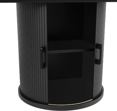 Розсувний обідній стіл, обідній стіл, кухонний стіл, розсувна стільниця, круглий обідній стіл, розкладний до овального, 118-158 см, вміщує до 6 осіб (чорний)