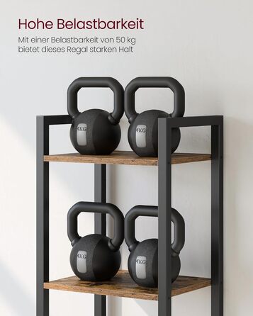 Полиця, книжкова шафа, полиця для DVD, з 6 полицями, офісна полиця, відкриті полиці, для офісу, вітальні, спальні, кухні, 30 x 40 x 186 см, вінтажний коричневий-чорнильний чорний LLS101B01 6 полиць (40Ш x 186В см) вінтажний коричневий чорнильний чорний