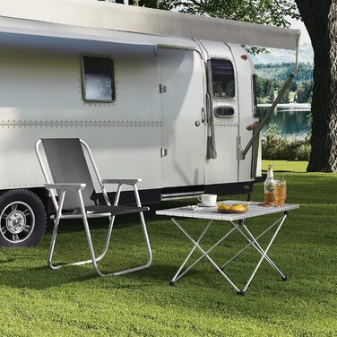 Алюмінієвий складаний кемпінговий стіл WOLTU, ультралегкий портативний з сумкою для перенесення, маленький дорожній столик, бічний столик для кемпінгу, пікніків, риболовлі на свіжому повітрі, 68 x 46 x 40 см, сріблястий