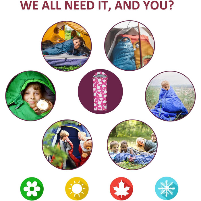 Дитячі спальні мішки Tuphen Кемпінгові спальні мішки з сумкою для перенесення Компактний спальний мішок для походів, подорожей з рюкзаком, 3 сезони, тепла та прохолодна погода, легкий, водонепроникний, для подорожей на природі, рожевий