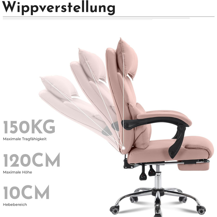 Ергономічне ігрове та офісне крісло з масажем та підставкою для ніг регульоване компютерне крісло, вантажопідйомність 150 кг для домашнього офісу та компютерних ігор, чорне