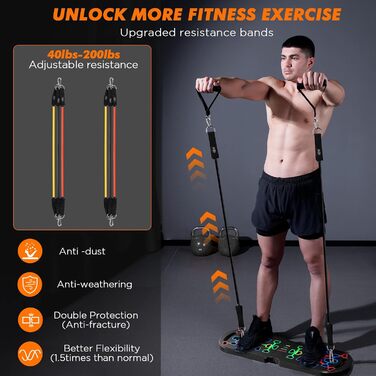 Набір преміум-дощок для віджимань, ручки для віджимань, покращена концепція 2024, гриф для віджимань 10-в-1, тренажер для домашнього тренажерного залу, чорний