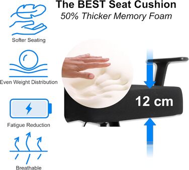 Ергономічне офісне крісло TITANO - Робоче крісло з регульованою висотою, підголівником та підлокітниками. Обертове крісло з функцією гойдання, поперековою опорою, піною з ефектом пам&39яті 12 см Вантажопідйомність 150 кг