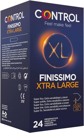 Презервативи з натурального латексу CONTROL FINISSIMO XL розміру XL і Super Thin - 24 шт.